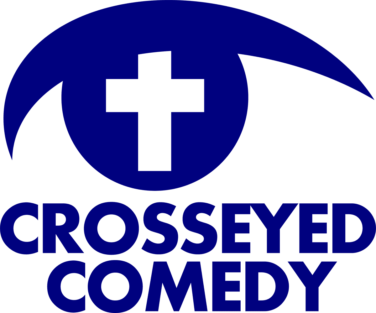 Crosseyed Comedy stacked logo (for light backgrounds)
